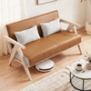 Loveseat Sofa for Small Spaces with Throw Pillows Rubber Wood Frame Padded Seat-Brown
