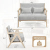 Loveseat Sofa for Small Spaces with Throw Pillows Rubber Wood Frame Padded Seat-Gray - Gray