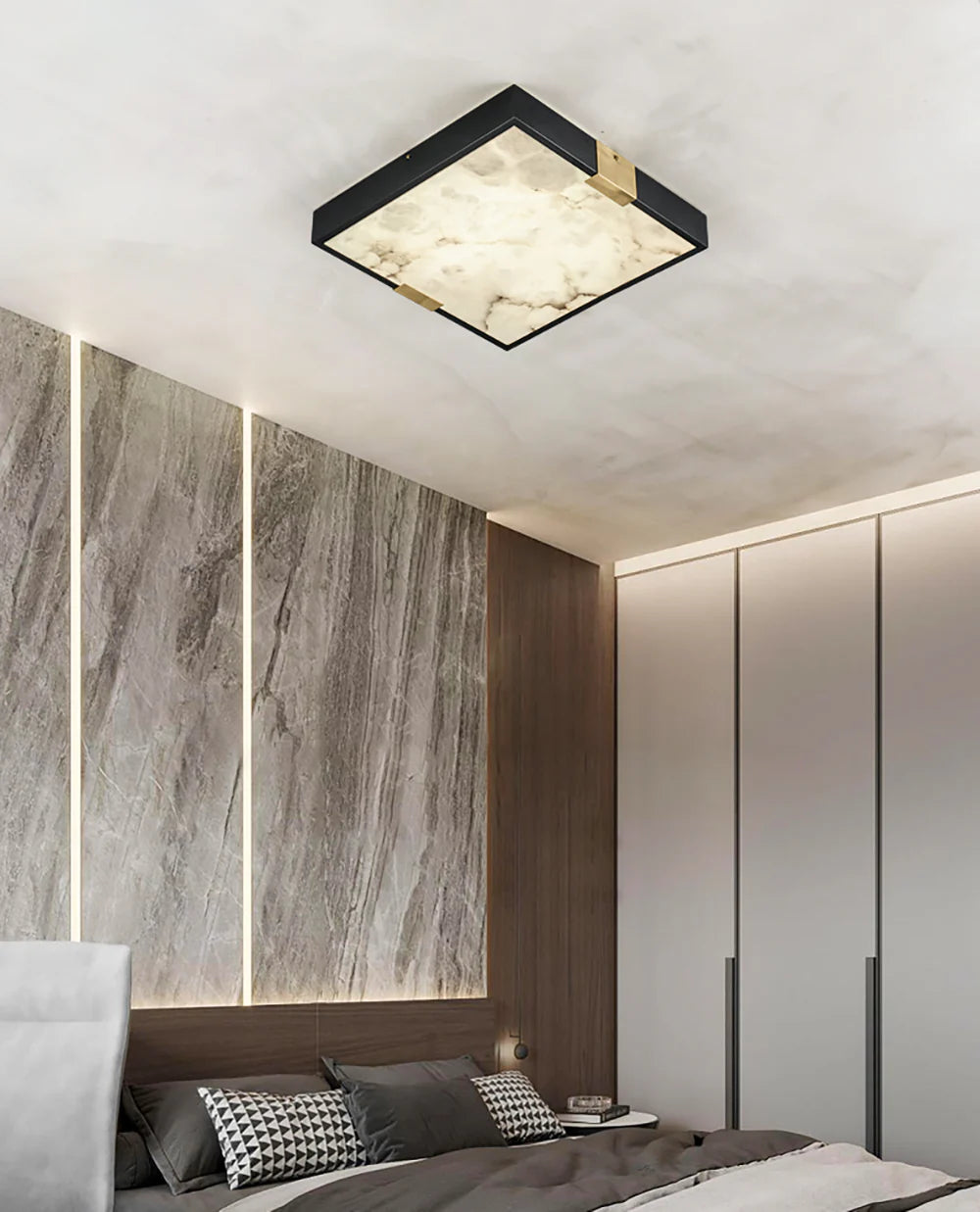 Square Lucien Alabaster Ceiling Light