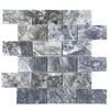Luna Sky Marble 2"x4" Brick on 12" x 12" Mesh Mosaic Tile - Honed / 12"x12"x3/8" / 2"x4"