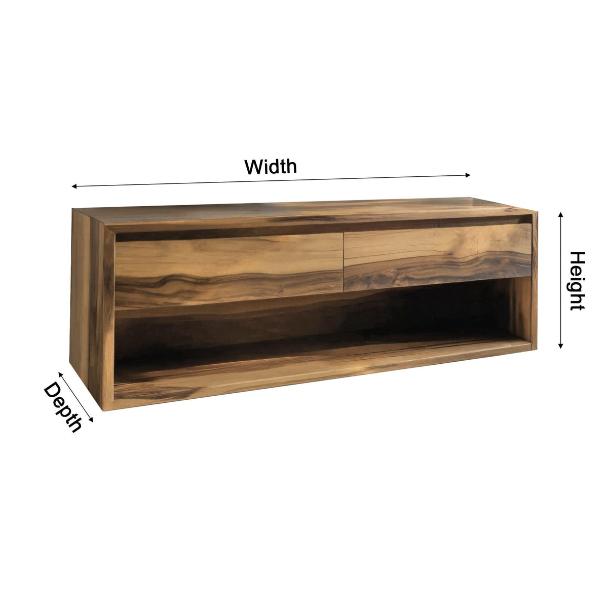Lunara Minimal Japandi Handcrafted Solid Wood Floating Bathroom Vanity With Drawers