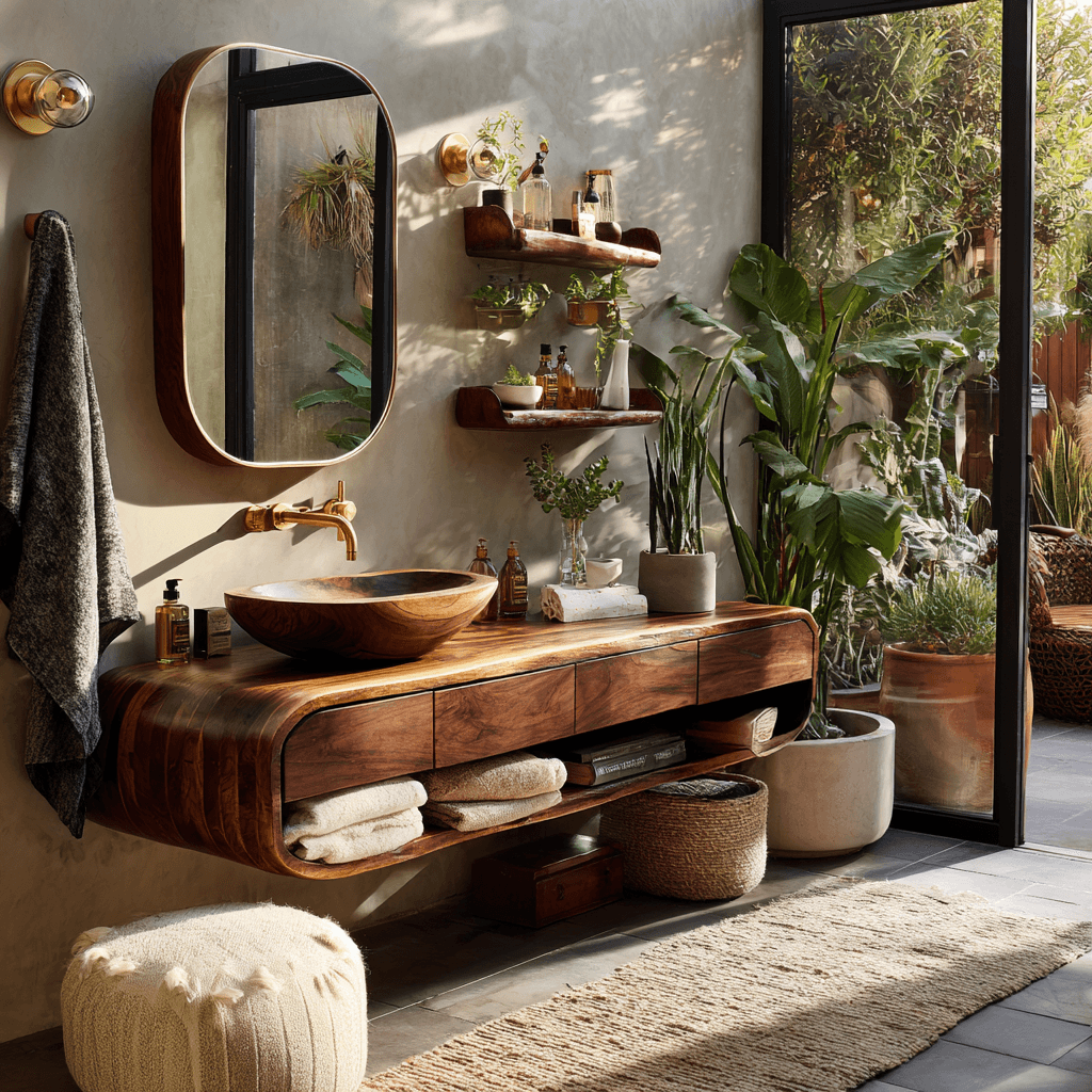 Lunara Sculpted Solid Wood Floating Bathroom Vanity with Drawers