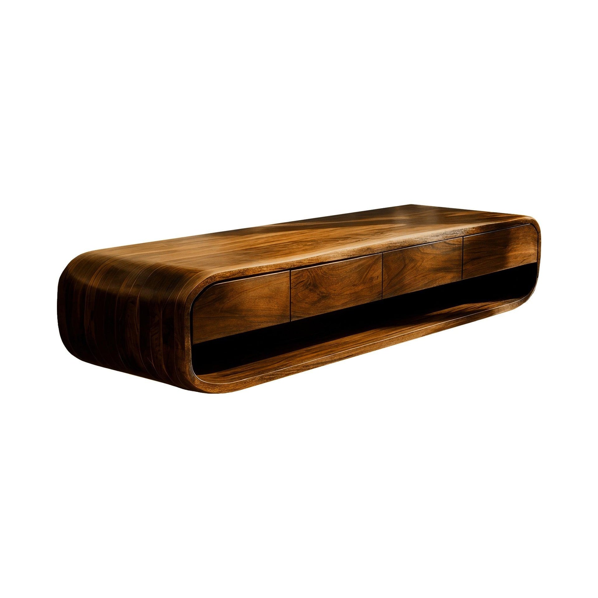 Lunara Sculpted Solid Wood Floating Bathroom Vanity with Drawers