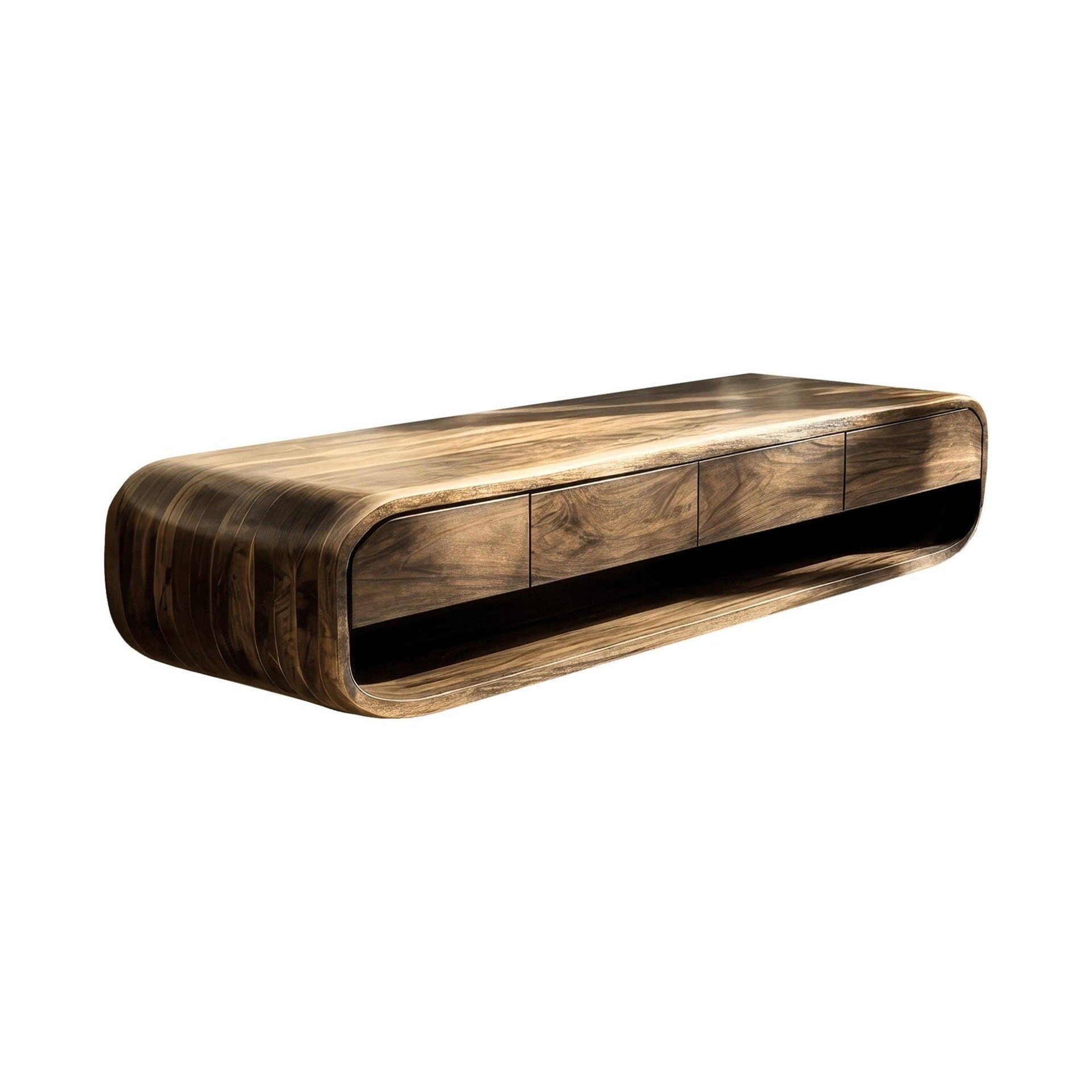 Lunara Sculpted Solid Wood Floating Bathroom Vanity with Drawers