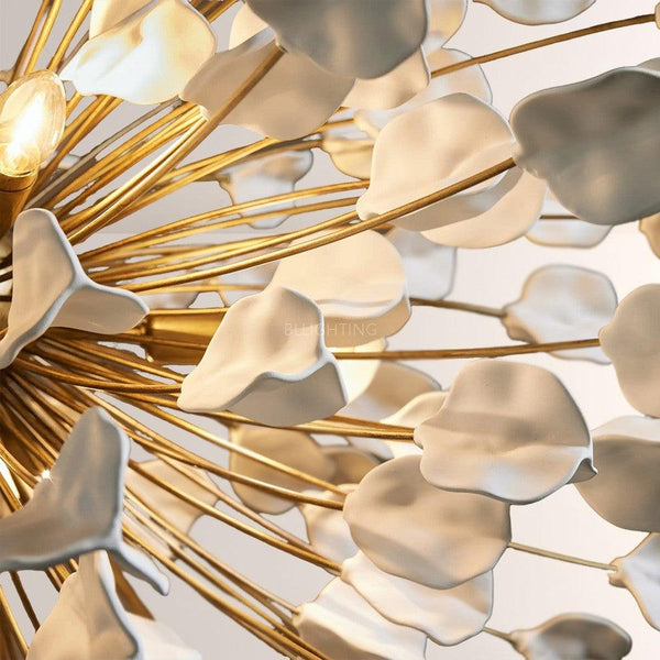 Modern Ceramic Leaf Chandelier Brass
