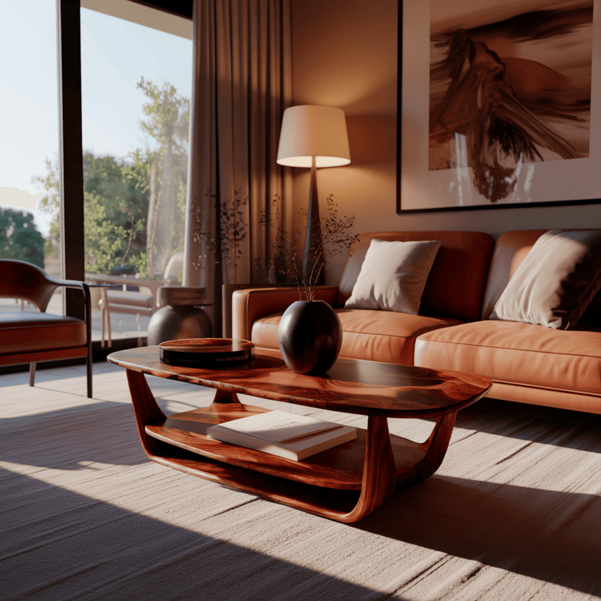 Lunaris Flow Handcrafted Wood Coffee Table
