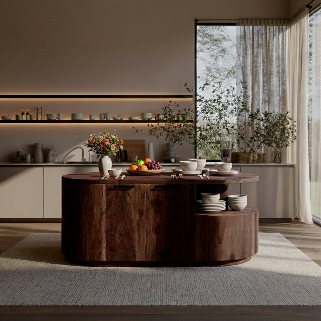 Lunor Arc Solid Wood Kitchen Island