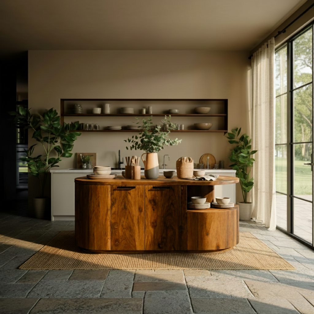 Lunor Arc Solid Wood Kitchen Island