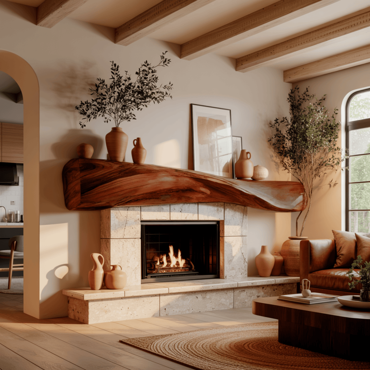 Lunor Waveform Solid Wood Fireplace Mantel Shelf