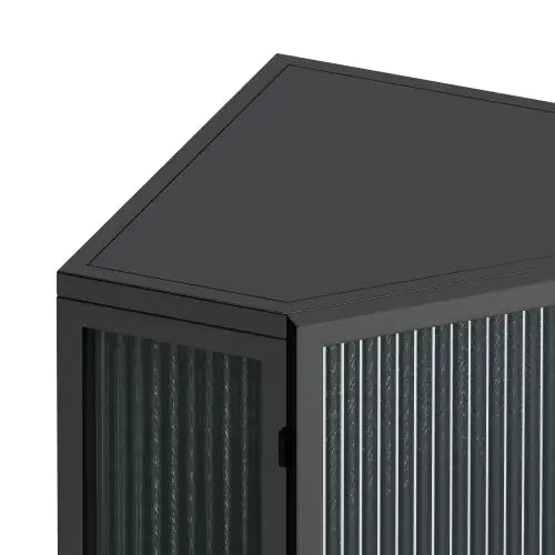 Floor Conical Cabinet With Tempered Glass Door And Storage Shelves Ameraeon