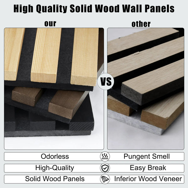 Luxury Smoked Walnut Acoustic Solid Wood Slat Wall Panels ( 2 Panels Per Box）