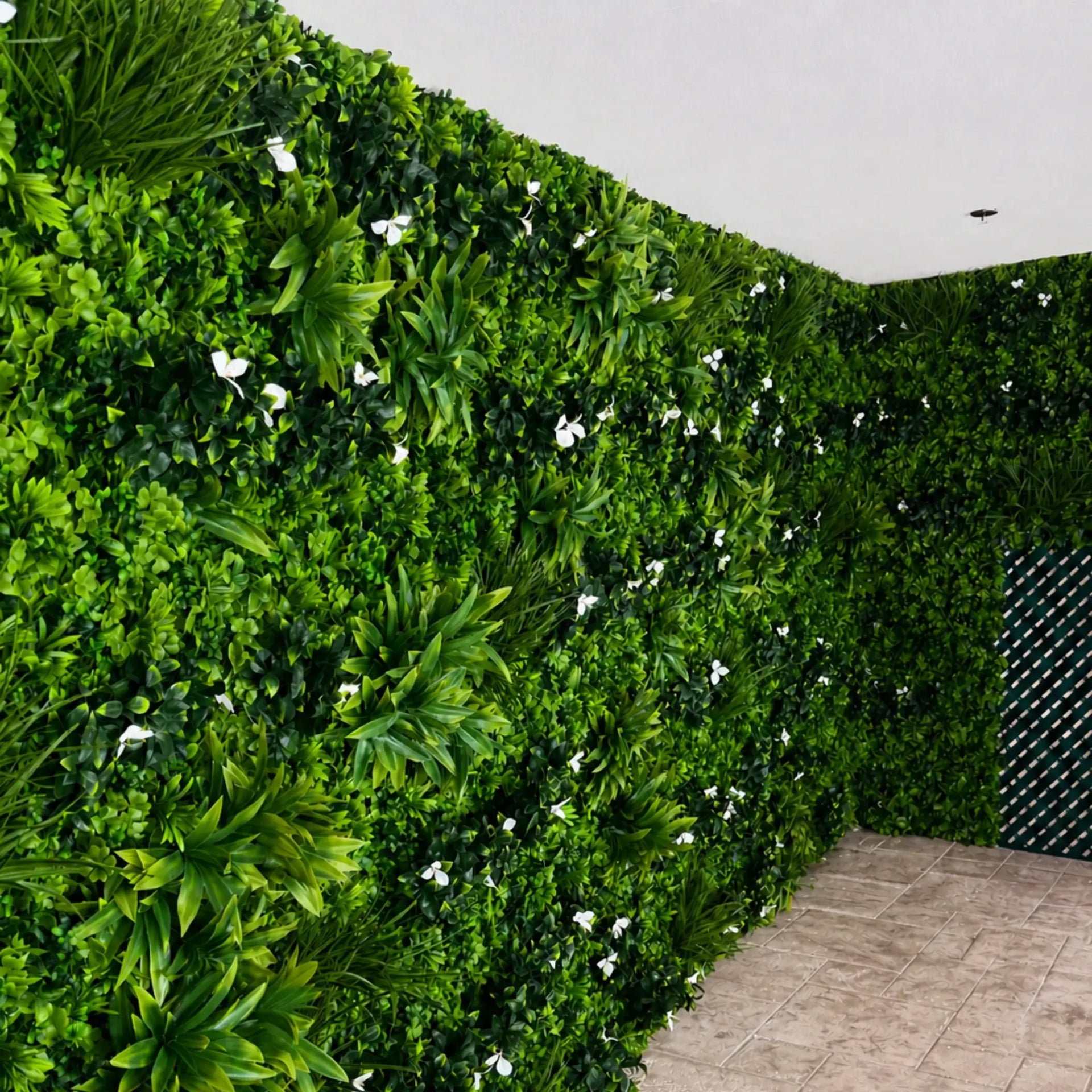 White Oasis Artificial Vertical Garden Green Wall Panel 40×40in 11 SQ FT – UV Resistant – Commercial Grade