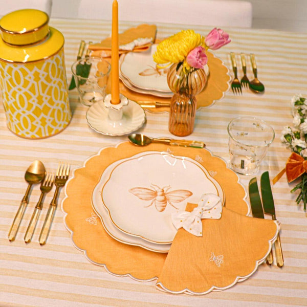 Lychee Sorbet Stripe Cotton-Linen Tablecloth