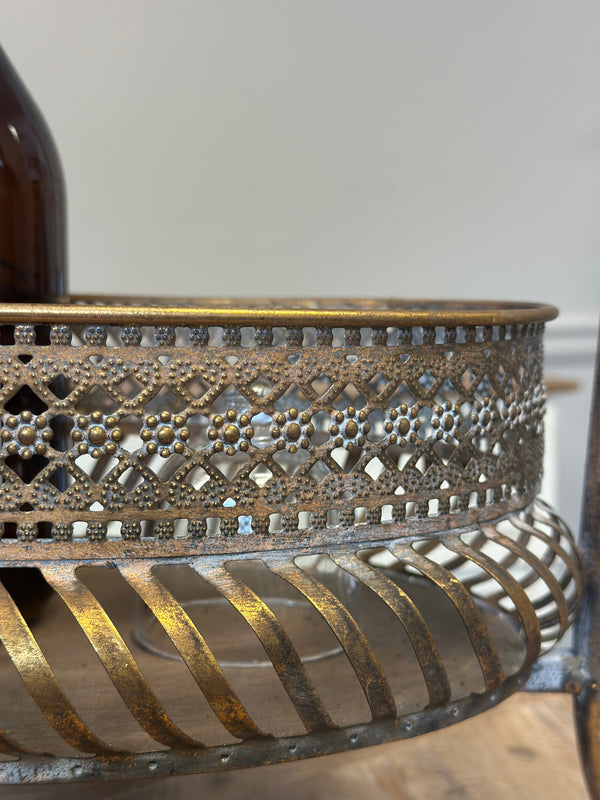 Vintage 2-Tier Metal Bar Cart Stand