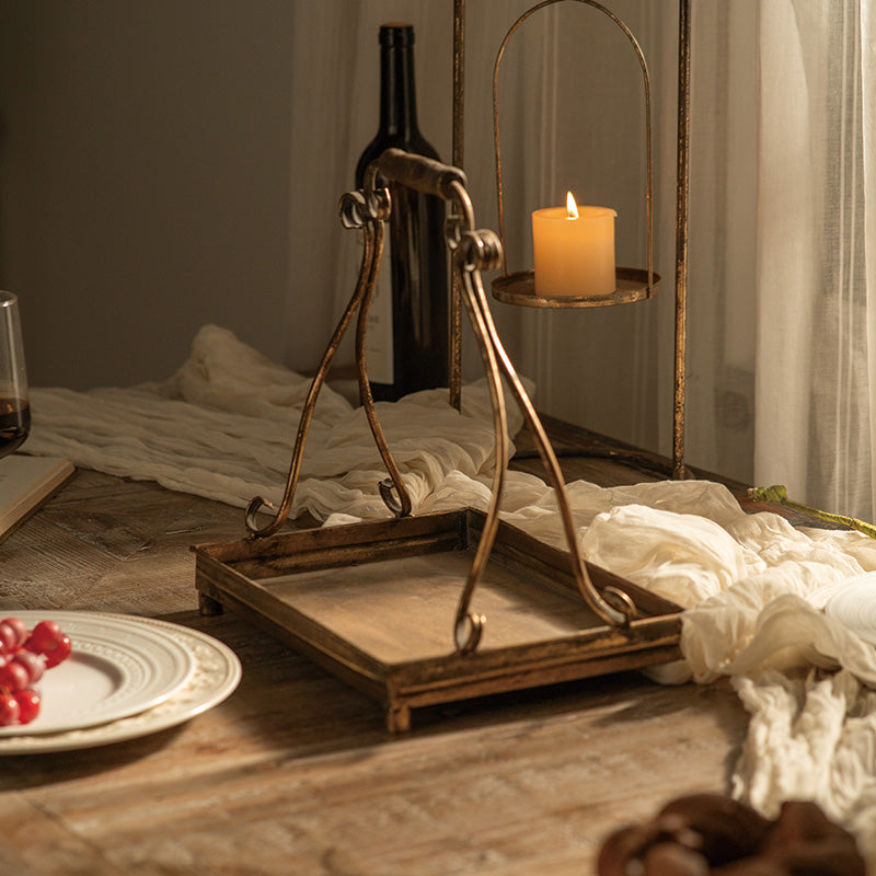 Antique Gold Metal Serving Tray (Set of 2)