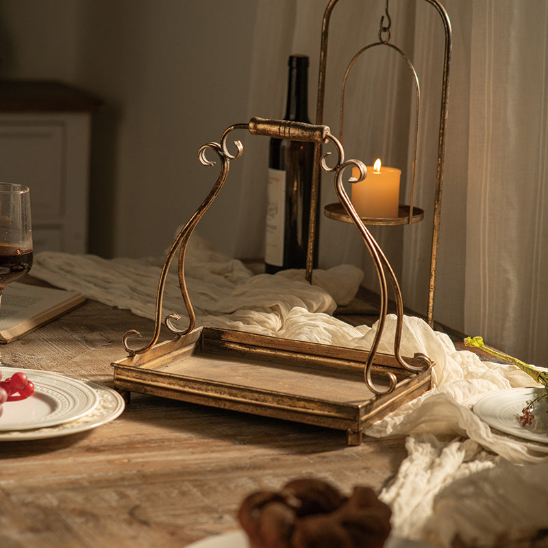 Antique Gold Metal Serving Tray (Set of 2)