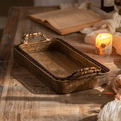 Ornate Vintage-Style Filigree Serving Tray Set of 2