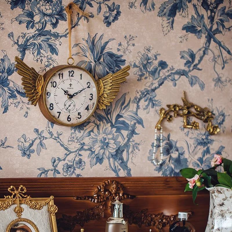 IRON CLOCK WITH ANGEL WING