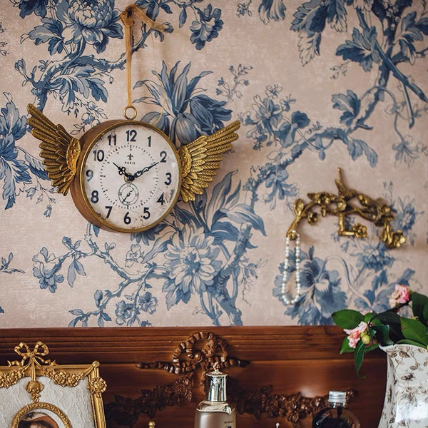 IRON CLOCK WITH ANGEL WING