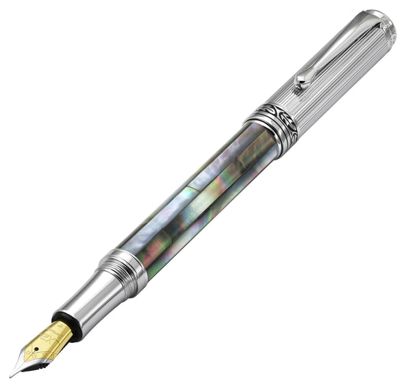 Maestro® Black Mother of Pearl Fountain Pen (Fine Nib) - Chrome Plated - Gifts for You 'n Me