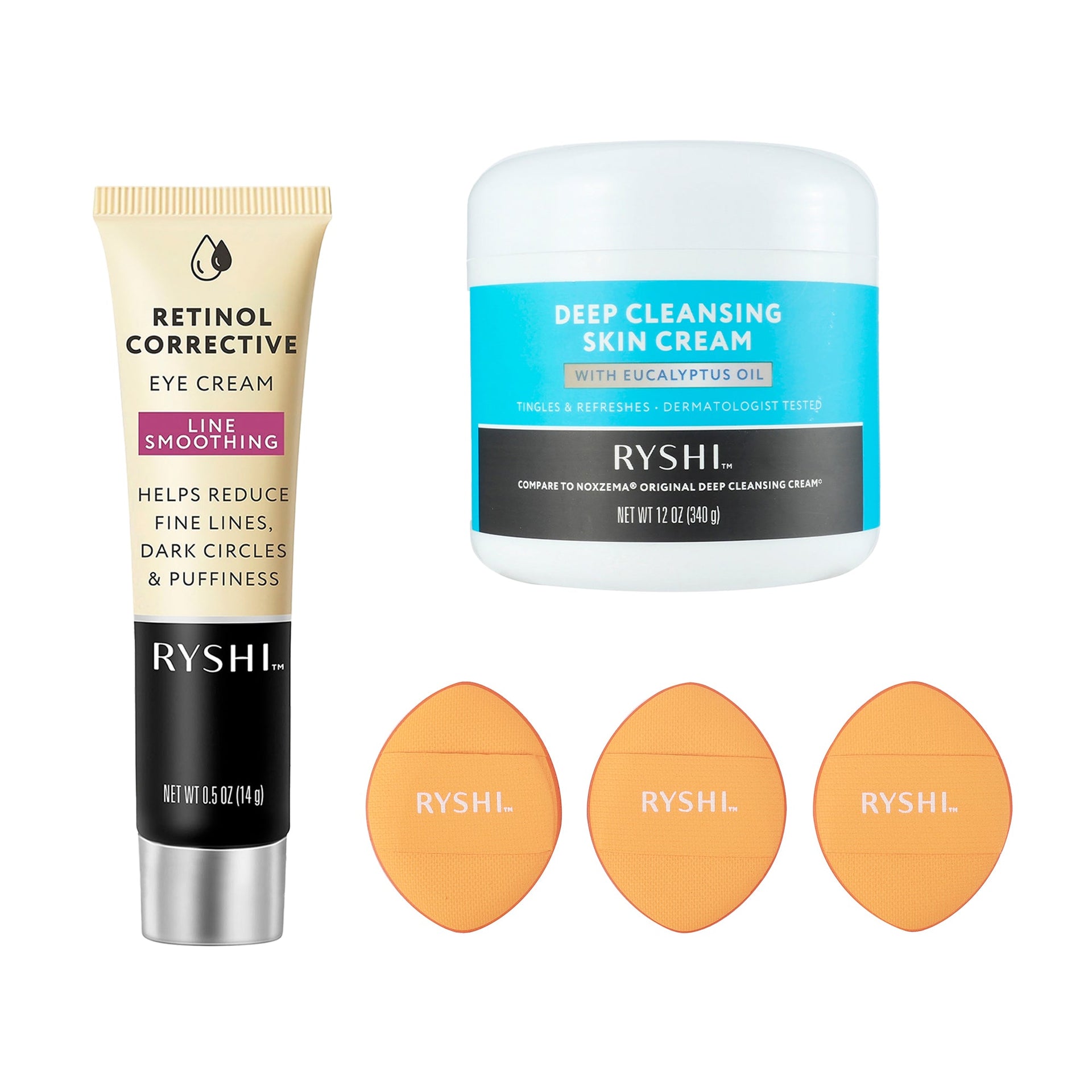 Complete Skincare & Beauty Bundle: Retinol Corrective Eye Cream + Finger Beauty Blenders + Deep Cleansing Skin Cream