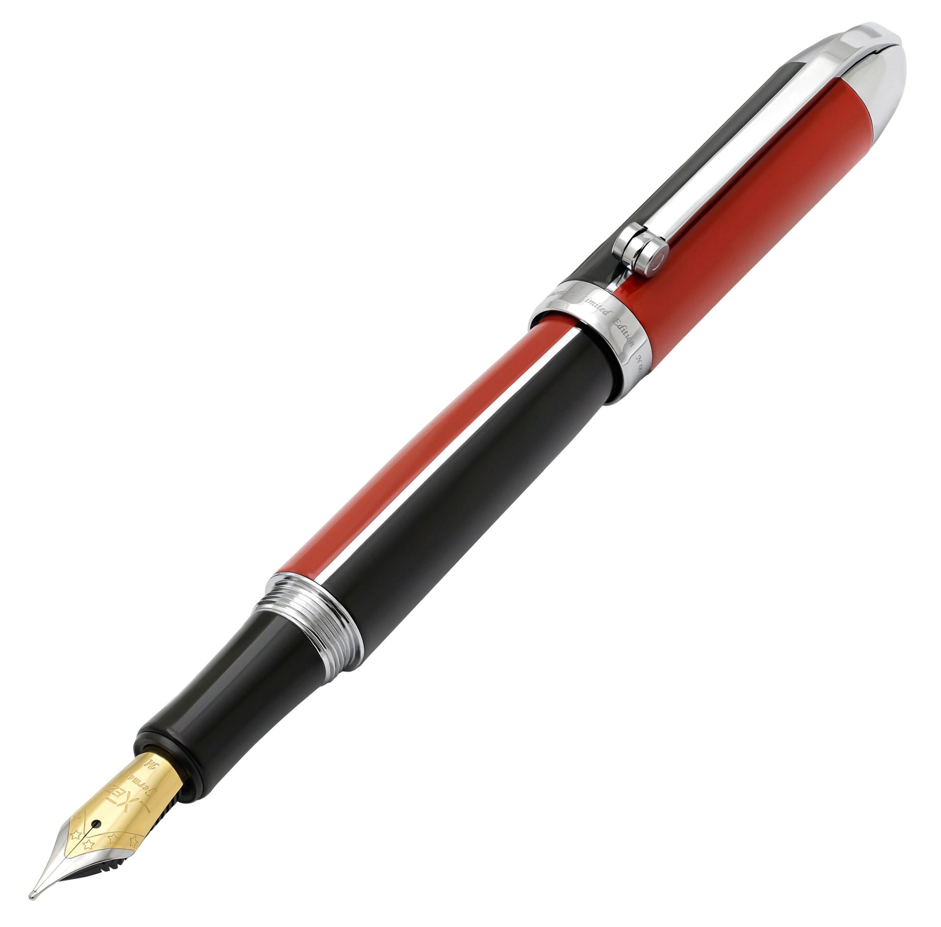 Visionary® Brass & Aluminum Enameled Fountain Pen (Medium Nib) - Red / Black