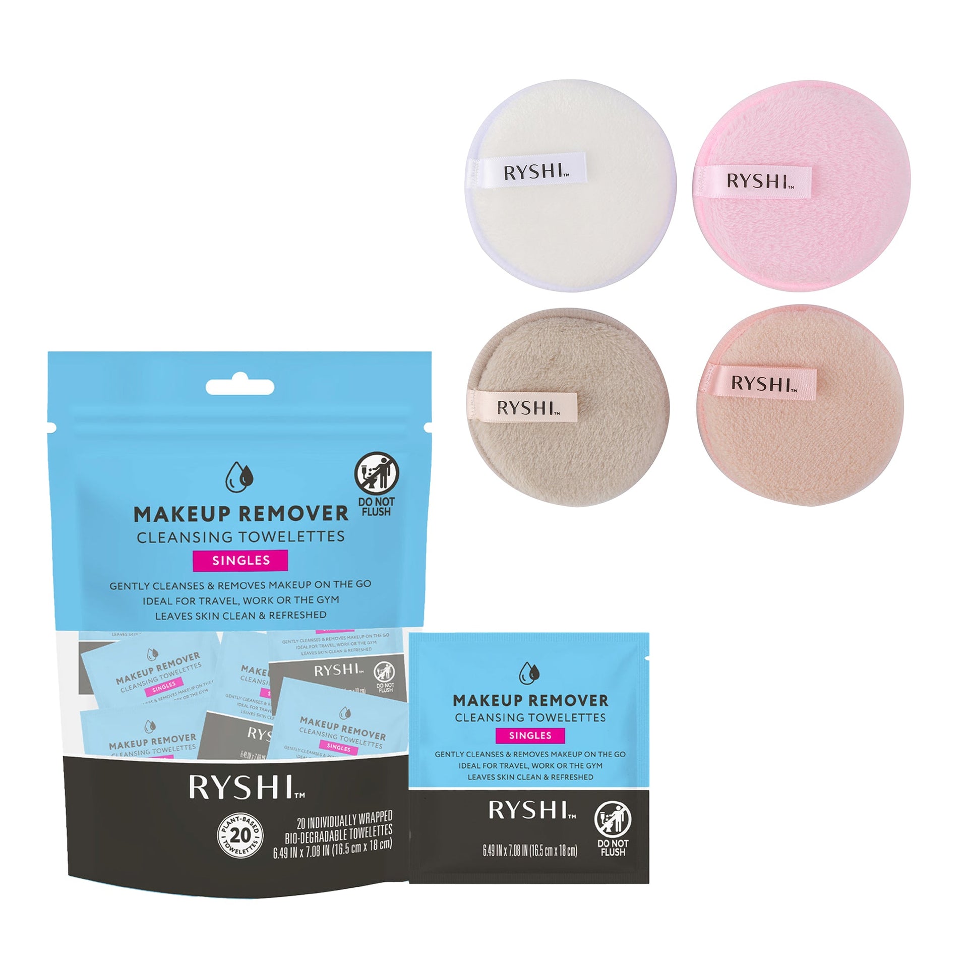 Complete Clean Beauty Bundle: Reusable Makeup Remover Cloths + Makeup Remover Cleansing Towelettes