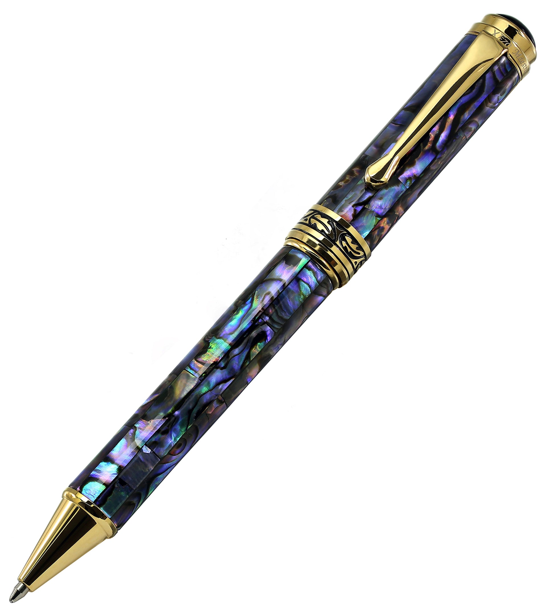 Maestro® Paua Abalone Sea Shell Fountain Pen (Fine Nib) and Ballpoint Pen Set - 18K Gold Plated
