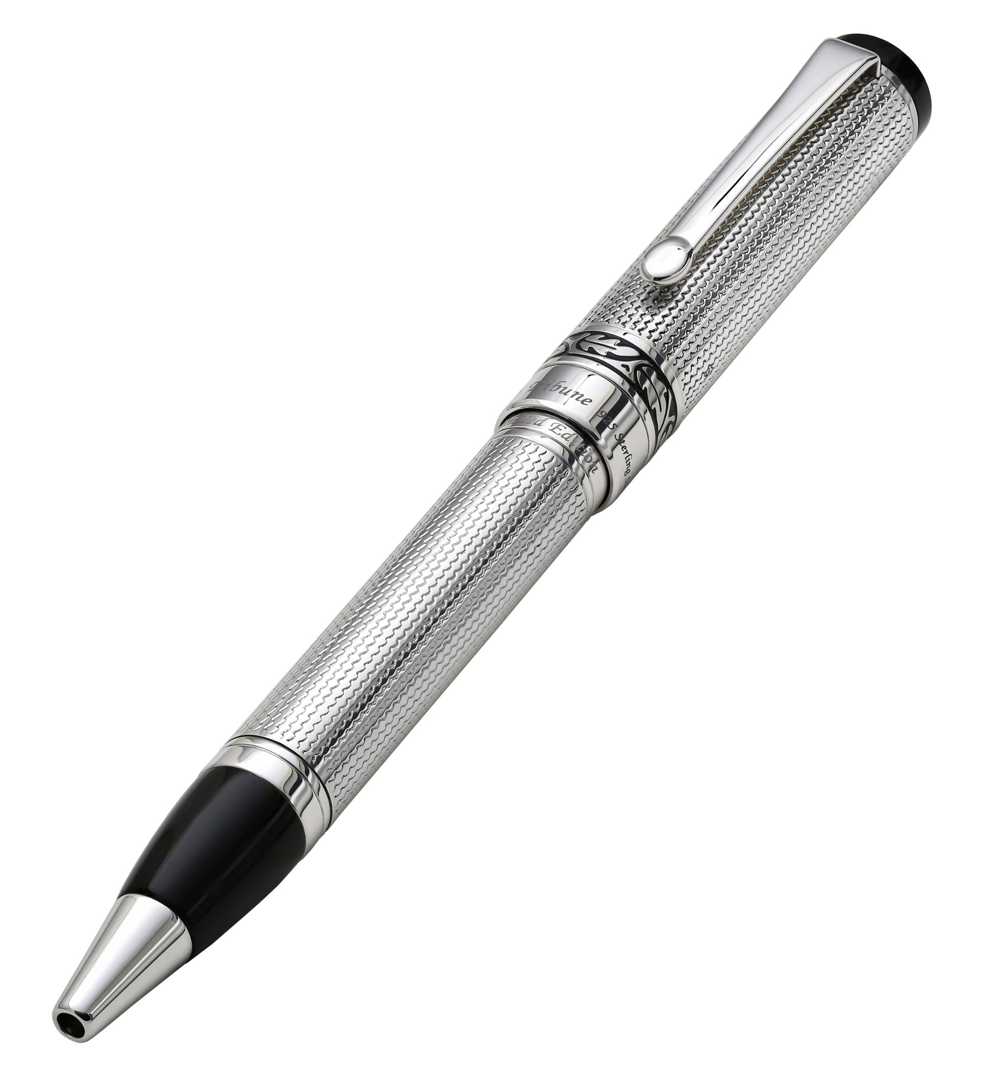 Tribune 925 Sterling Silver Guilloche Engraved Ballpoint Pen