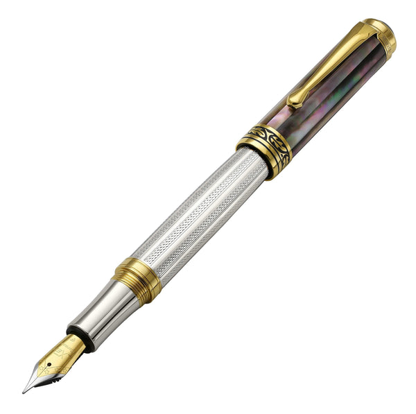 Maestro® 925 Sterling Silver Fountain Pen (Fine Nib) - Tahitian Black Mother of Pearl Cap - Gifts for You 'n Me