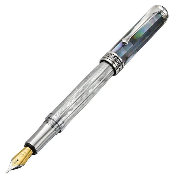 Maestro® 925 Sterling Silver Fountain Pen (Fine Nib) - Black Mother of Pearl Cap - Gifts for You 'n Me