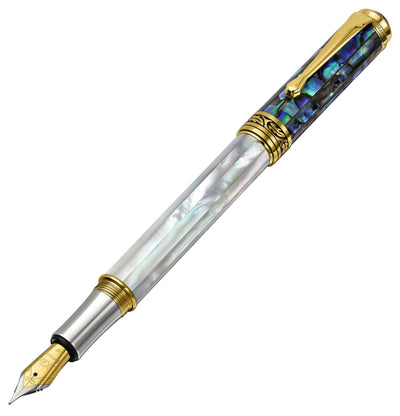 Maestro® 18K Gold Plated Fountain Pen (Fine Nib) and Rollerball Pen Set - Oceanic White Mother of Pearl & Paua Abalone