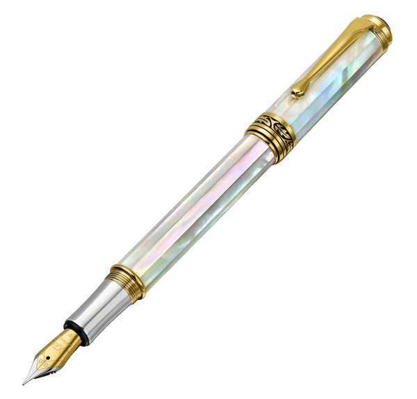 Maestro® 18K Gold Plated Fountain Pen (Fine Nib) - Oceanic White mother-of-pearl - Gifts for You 'n Me