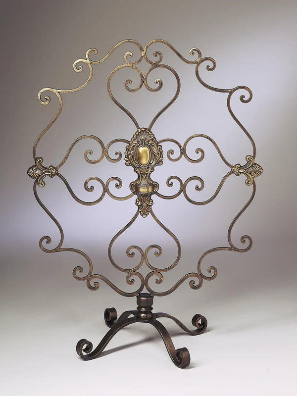 Tuscany Gold Iron Decorative Fireplace Screen - 27'' x 37''H - Gifts for You 'n Me