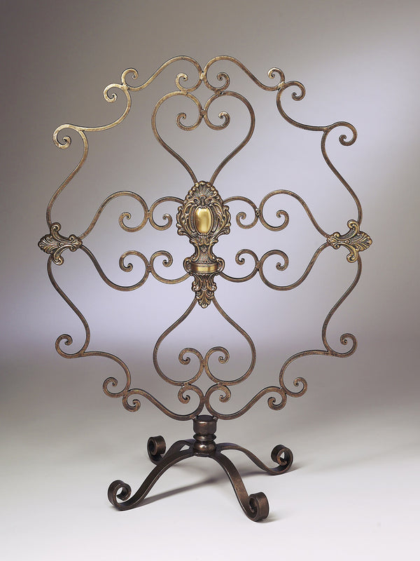 Tuscany Gold Iron Decorative Fireplace Screen - 27'' x 37''H - Gifts for You 'n Me