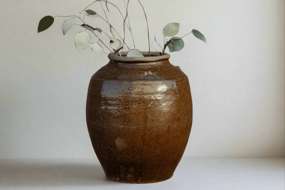 Antique Golden Brown Martaban Jar