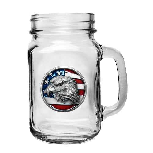 Eagle Head w/ Flag Mason Jar Mug