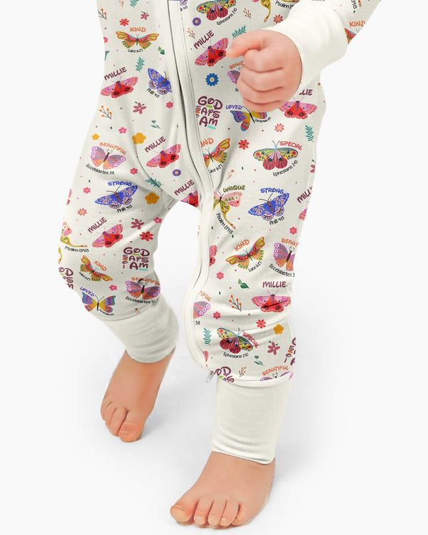 Custom Name God says I am Butterfly Bamboo Convertible Zippy