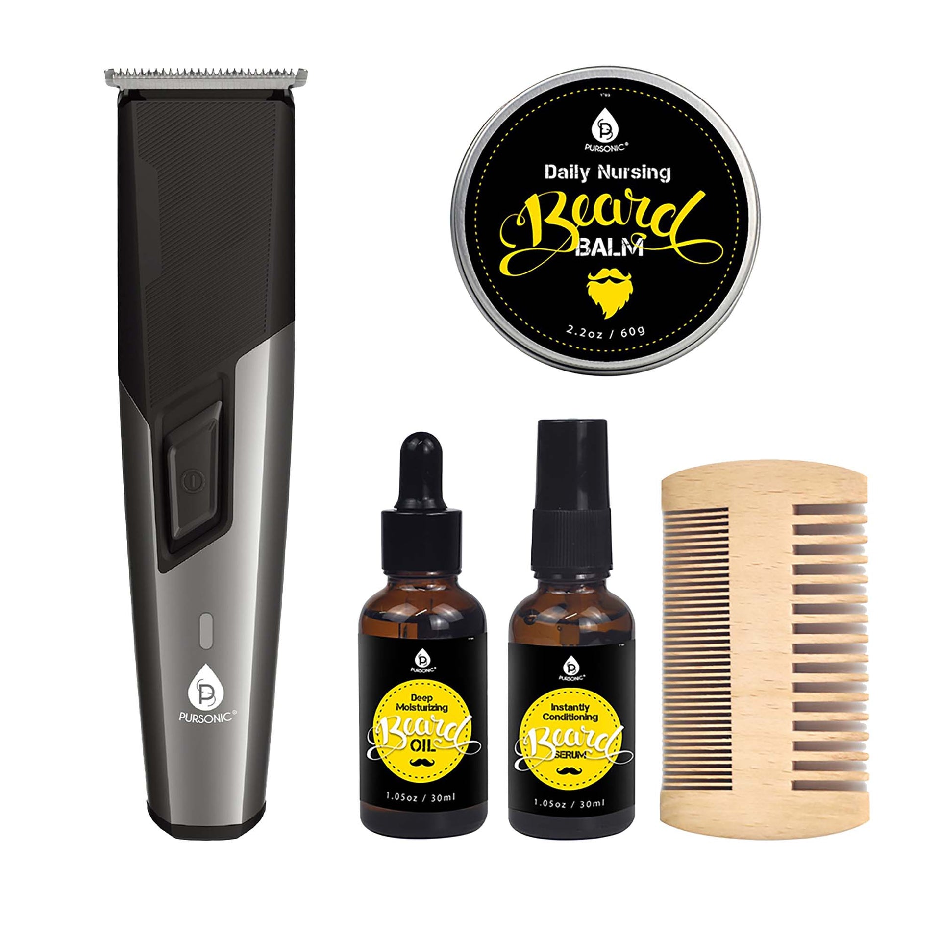 Mario Lopez Rechargeable Men’s Grooming & Beard Care Bundle – Complete Hair, Beard, Nose, and Ear Kit Pursonic