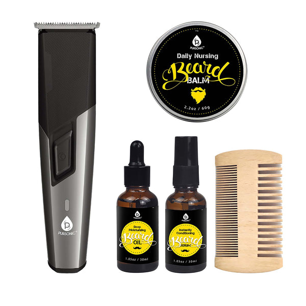 Mario Lopez Rechargeable Men’s Grooming & Beard Care Bundle – Complete Hair, Beard, Nose, and Ear Kit Pursonic