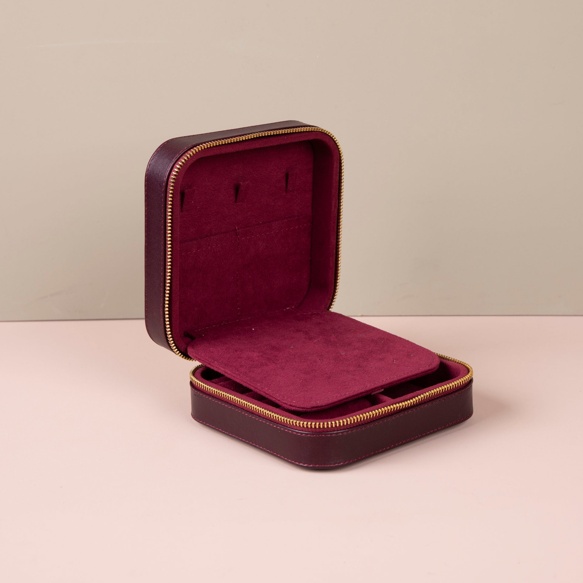 Luxury Travel Jewelry Box – Burgundy - Palermo