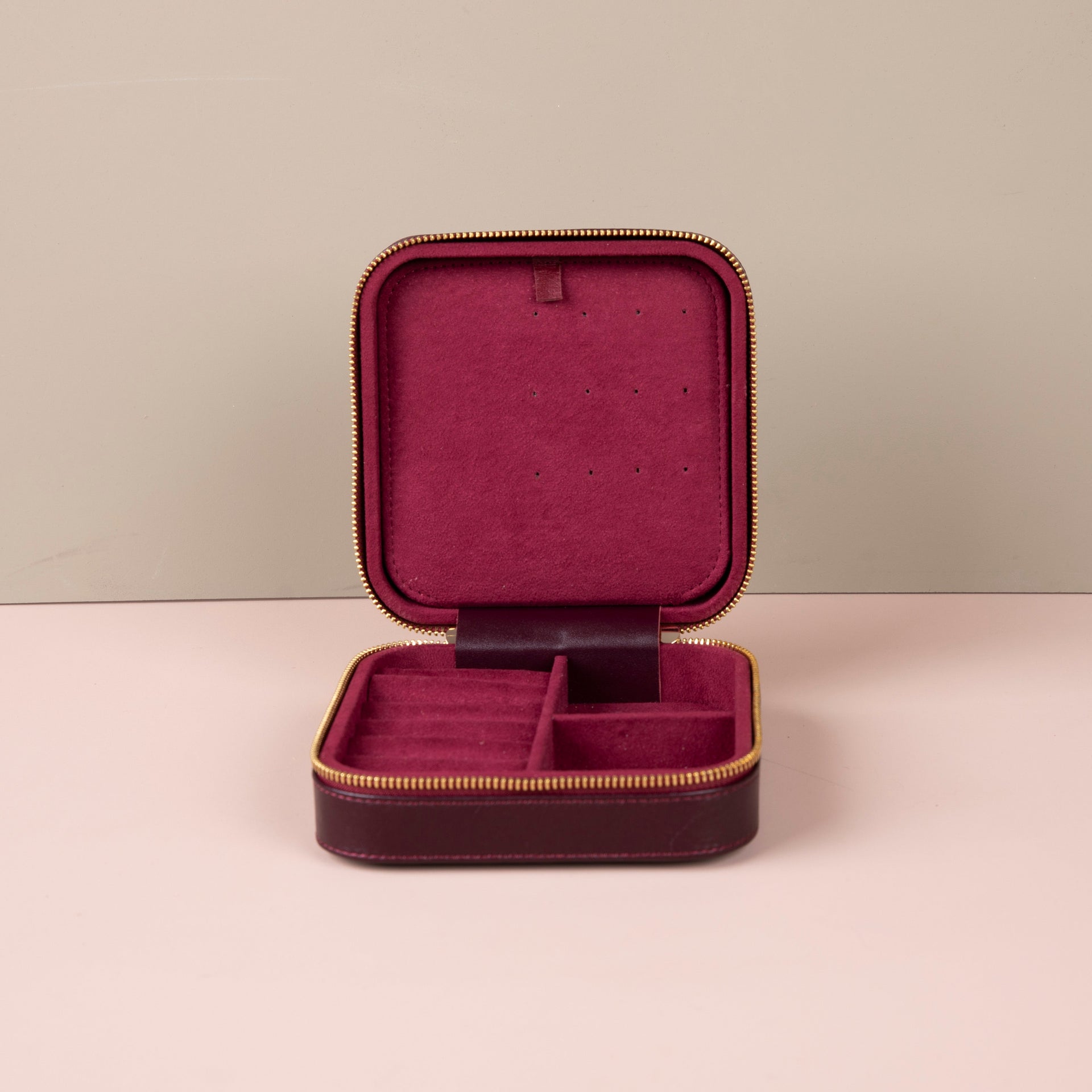 Luxury Travel Jewelry Box – Burgundy - Palermo