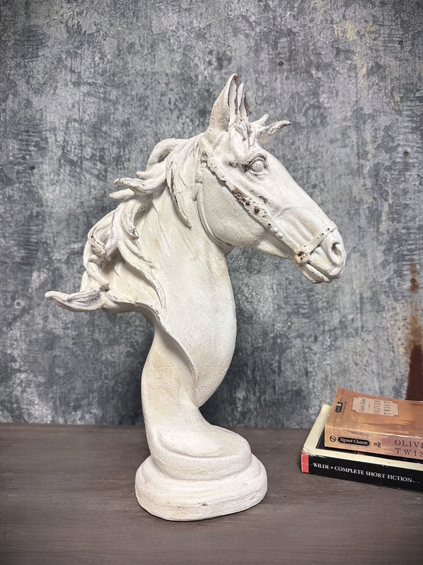 Distressed White Horse Head Bust Sculpture VagabondVintage