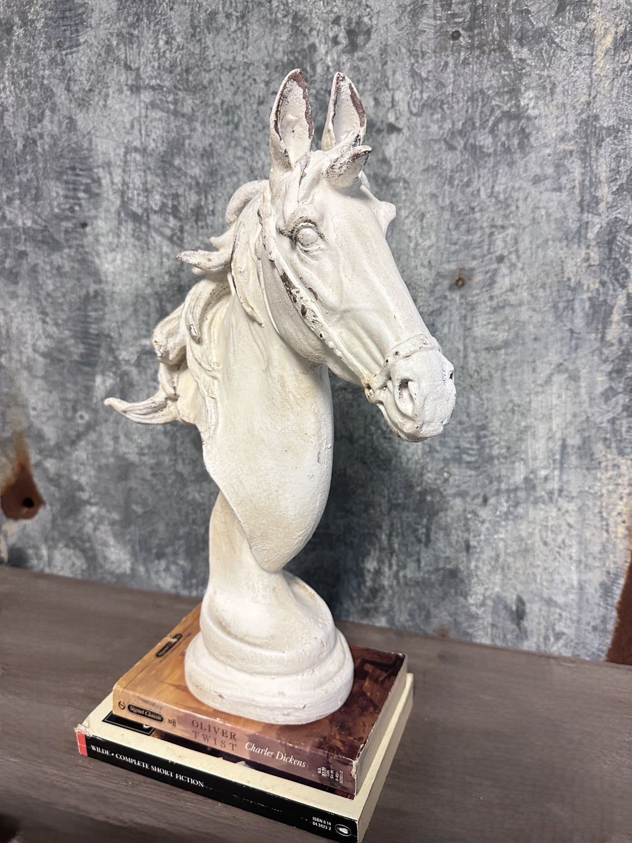 Distressed White Horse Head Bust Sculpture VagabondVintage
