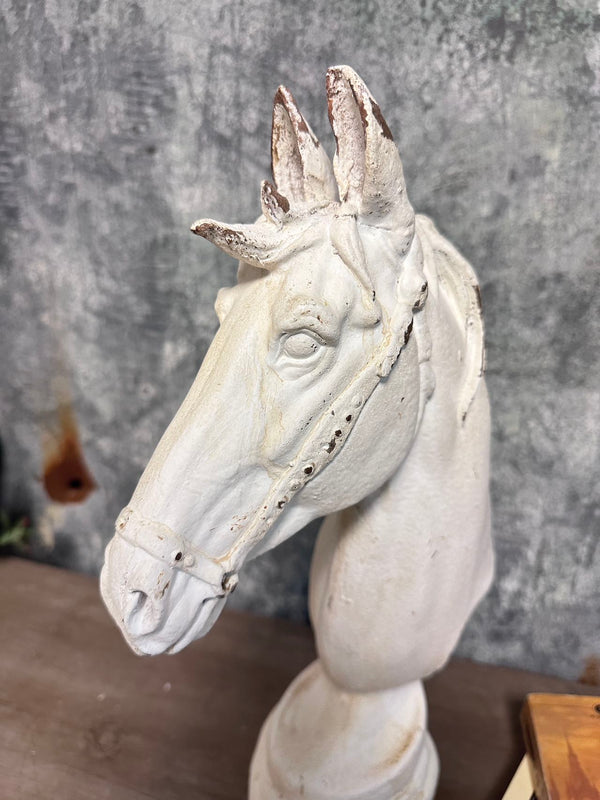 Distressed White Horse Head Bust Sculpture VagabondVintage