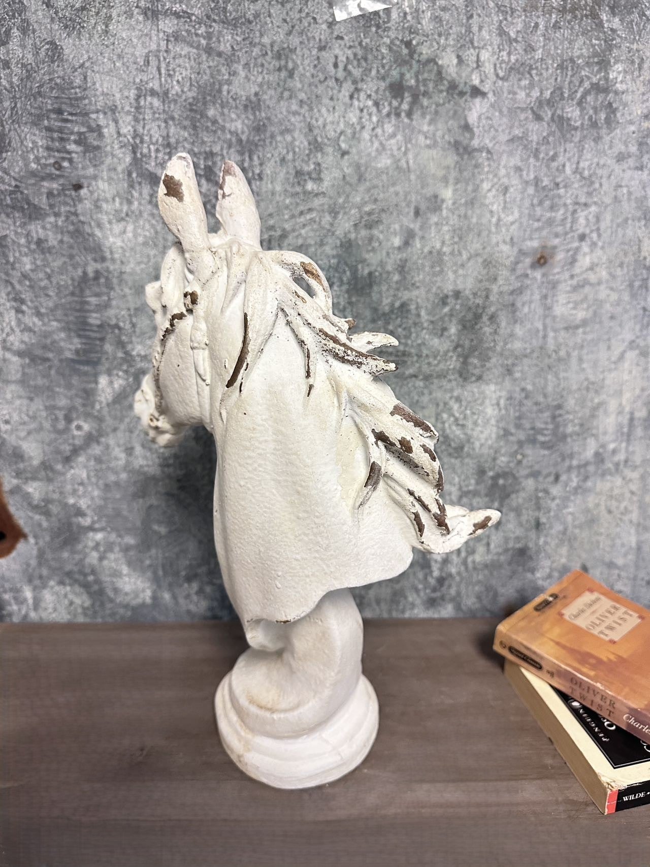 Distressed White Horse Head Bust Sculpture VagabondVintage