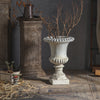 Distressed White Pedestal Urn Planter