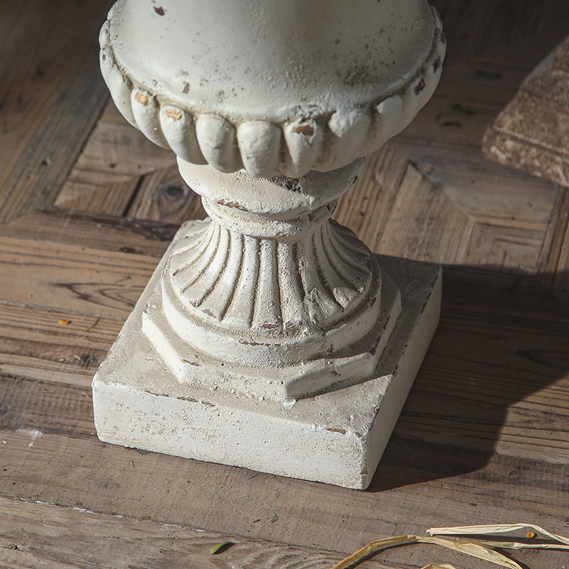 Distressed White Pedestal Urn Planter VagabondVintage