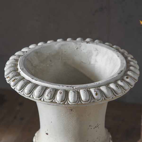 Distressed White Pedestal Urn Planter VagabondVintage