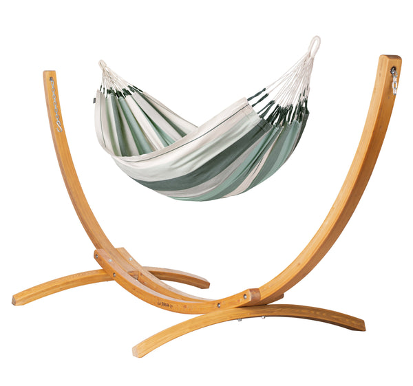 Elipso Organic Olive - Organic Cotton Double Hammock with FSC® certified Larch Stand LA SIESTA